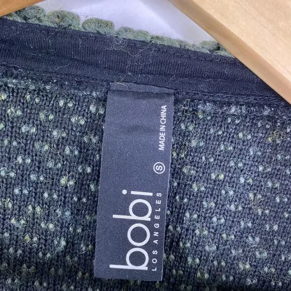 Bobi Los Angeles Green Wool Blend Knit Long Sleeve Sweater Women's Size Small S - Picture 6 of 8